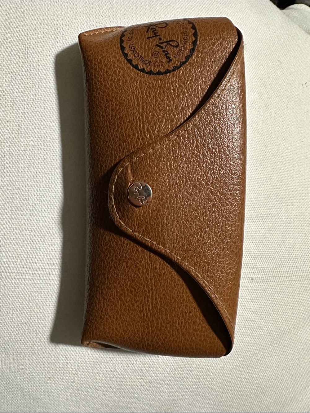 Ray-Ban Brown Leather Sunglasses Case with Snap Closure